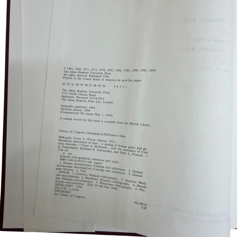 Mendelian Inheritance in Man Victor McKusick 11th Ed Vol 1 Hardcover 1994 VTG - Picture 4 of 10